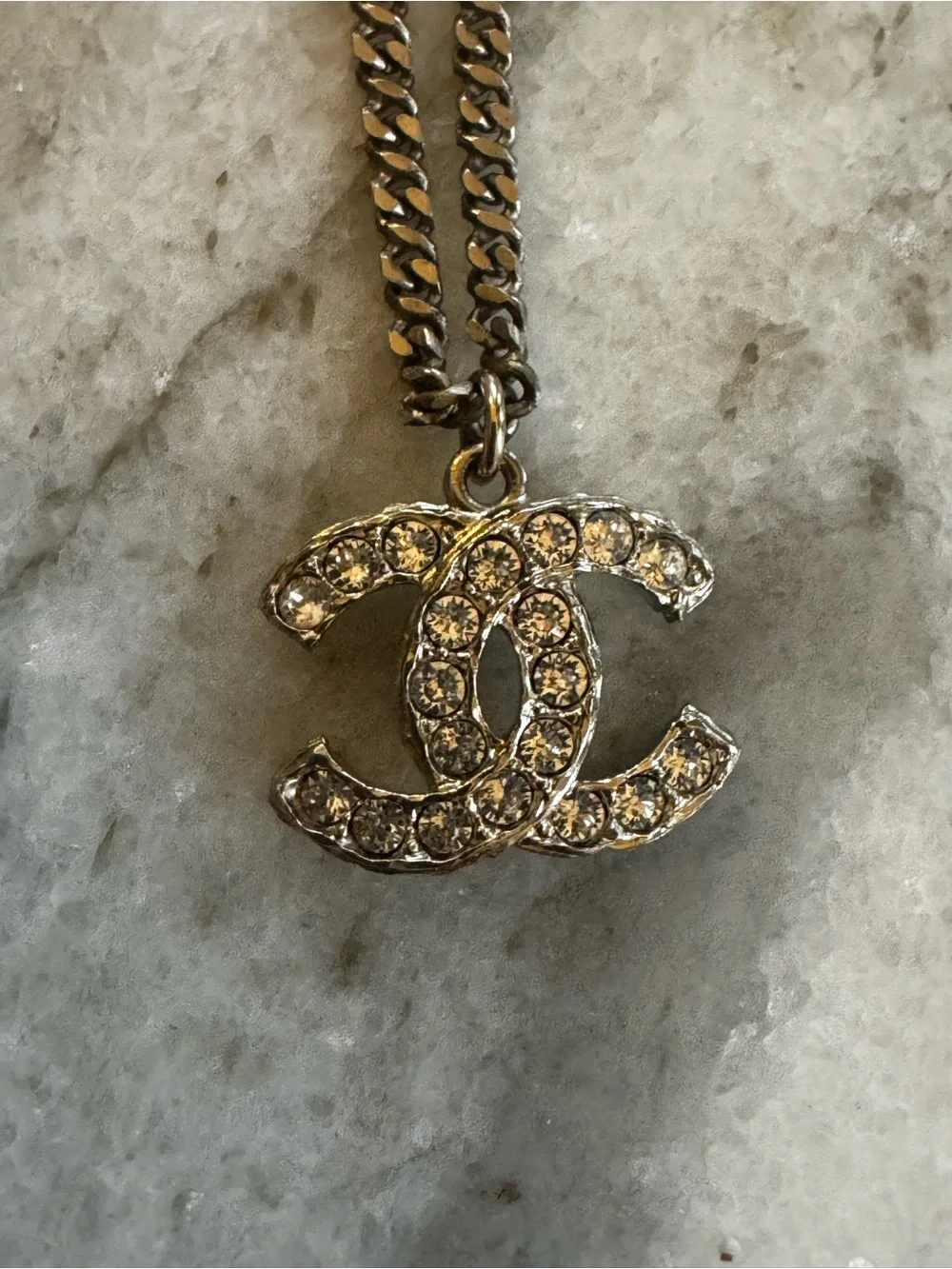 CHANEL Gold CC Logo Chain Necklace with Pearl Accent-21A